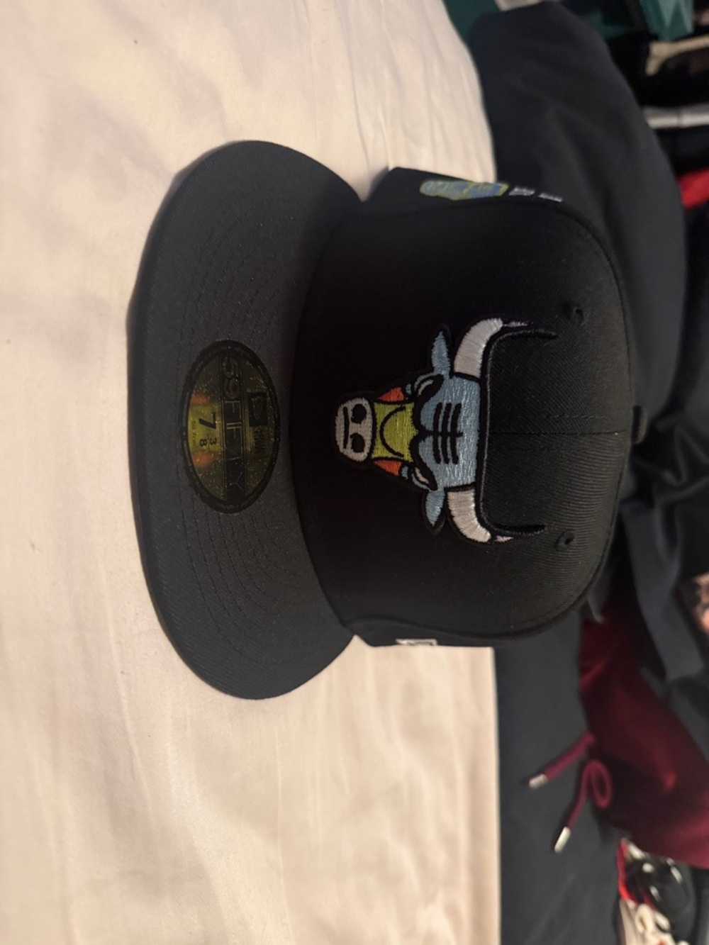 Chicago Bulls Black Fitted Hat with Colorful Bull Logo